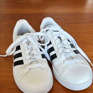 Adidas White Sneakers with Black Accents